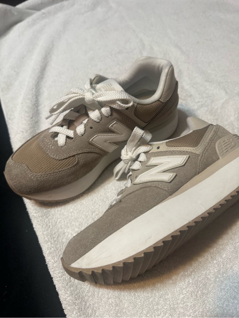 New Balance Taupe and White Women's Sneakers